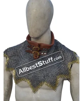 8 MM Full Flat Dome Riveted Maille Collar Steel